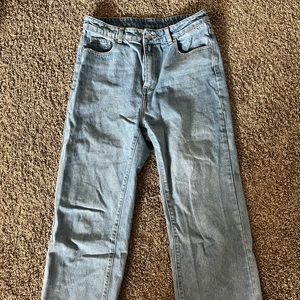 Cropped Wide Leg Jeans Light Wash